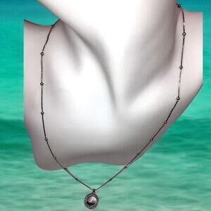 Silver-Tone Round Textured Edge Pendant 19 5/8" Necklace!